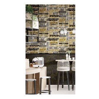 Noordwand Behang Friends &amp; Coffee Words and Letters metallic en zwart 8022560166066 1