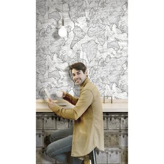 Noordwand Behang Friends &amp; Coffee Boxes and Locks metallic en grijs 8022560166400 1