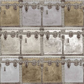 Noordwand Behang Friends &amp; Coffee Boxes and Locks metallic en grijs 8022560166400 2