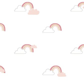 Noordwand Behang Mondo baby Rainbows wit en roze 8022560130333 2