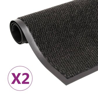 Droogloopmatten 2 st rechthoekig getuft 80x120 cm zwart 8719883874487 1