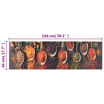 Keukenmat wasbaar lepel- en kruidenprint 45x150 cm fluweel 8720845917647 5
