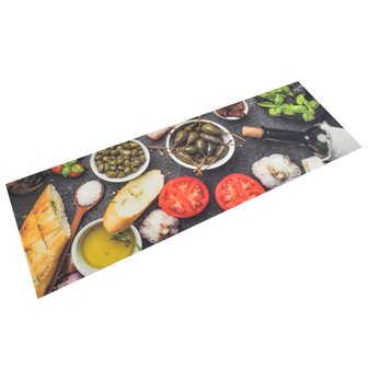 Keukenmat wasbaar wijn- en dinerprint 60x180 cm fluweel 8720845917746 1