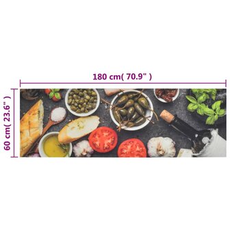 Keukenmat wasbaar wijn- en dinerprint 60x180 cm fluweel 8720845917746 5