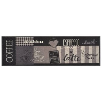 Keukenmat wasbaar koffieprint 45x150 cm fluweel zwart 8720845917760 2