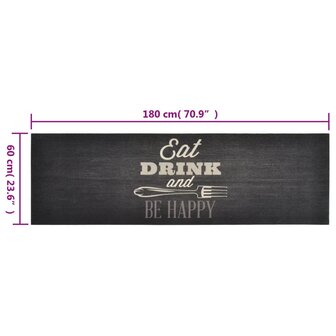 Keukenmat wasbaar keukenprint 60x180 cm fluweel zwart 8720845917807 5