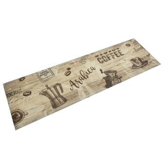 Keukenmat wasbaar koffieprint 45x150 cm fluweel bruin 8721012918542 1