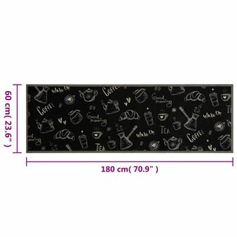 Keukenmat wasbaar ochtendprint 60x180 cm fluweel zwart 8721012918610 5