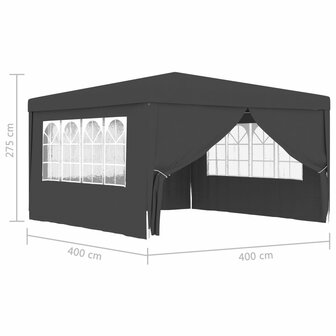 Partytent met zijwanden professioneel 90 g/m&sup2; 4x4 m antraciet 8719883767789 9