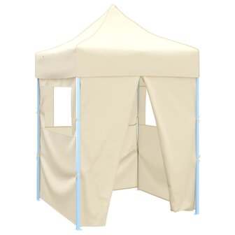 Partytent met 4 zijwanden inklapbaar 2x2 m staal cr&egrave;me 8719883800349 1