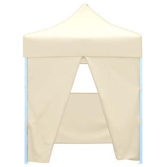 Partytent met 4 zijwanden inklapbaar 2x2 m staal cr&egrave;me 8719883800349 2