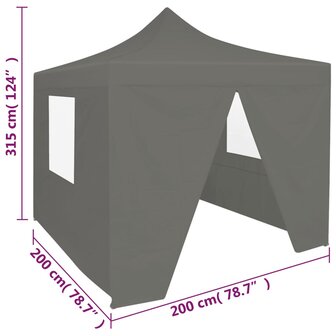 Partytent met 4 zijwanden inklapbaar 2x2 m staal antraciet 8719883800370 11