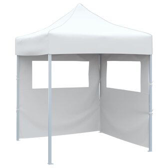 Partytent met 2 zijwanden inklapbaar 2x2 m staal wit 8719883800394 1