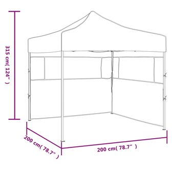 Partytent met 2 zijwanden inklapbaar 2x2 m staal wit 8719883800394 9