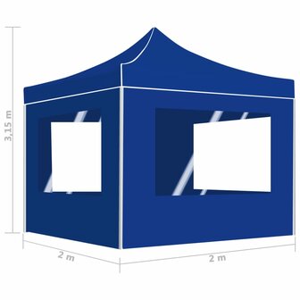 Partytent inklapbaar met wanden 2x2 m aluminium blauw 8719883814247 9