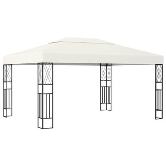Prieel met LED-lichtslinger 3x4 m stof cr&egrave;mekleurig 8720286365922 3