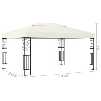 Prieel met LED-lichtslinger 3x4 m stof cr&egrave;mekleurig 8720286365922 10