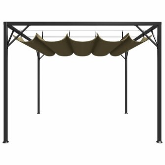 Tuinprieel met uittrekbaar dak 180 g/m&sup2; 3x3 m taupe 8720286106402 2