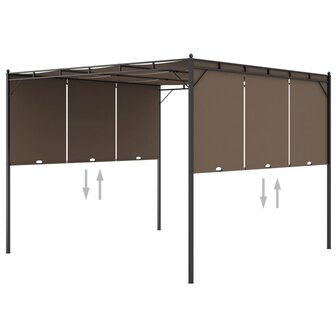 Tuinprieel met zijgordijn 3x3x2,25 m taupe 8720286106822 1