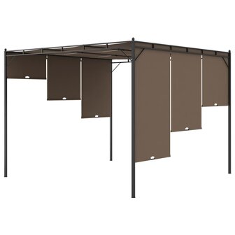 Tuinprieel met zijgordijn 3x3x2,25 m taupe 8720286106822 6