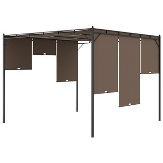 Tuinprieel met zijgordijn 3x3x2,25 m taupe 8720286106822 7