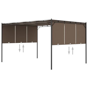 Tuinprieel met zijgordijn 4x3x2,25 m taupe 8720286106839 1