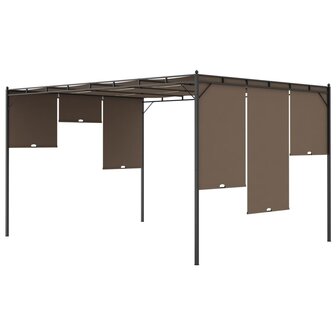 Tuinprieel met zijgordijn 4x3x2,25 m taupe 8720286106839 7