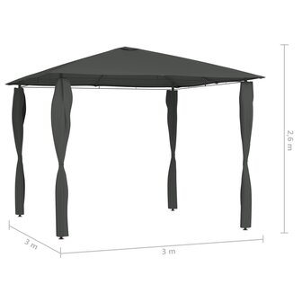 Prieel met paalhoezen 160 g/m&sup2; 3x3x2,6 m antracietkleurig 8720286184424 4