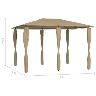 Prieel met paalhoezen 160 g/m&sup2; 3x4x2,6 m taupe 8720286184479 4