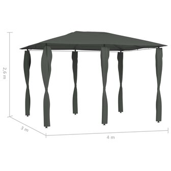 Prieel met paalhoezen 160 g/m&sup2; 3x4x2,6 m antracietkleurig 8720286184486 4