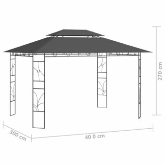 Prieel 160 g/m&sup2; 4x3x2,7 m antracietkleurig 8720286153314 6