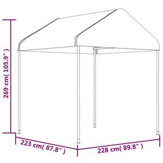 Prieel met dak 6,69x2,28x2,69 m polyetheen wit 8720845751623 6
