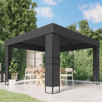 Prieel met dubbel dak 3x3 m antraciet 8719883770765 1