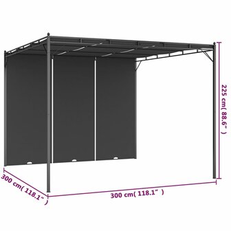 Tuinprieel met zijgordijn 3x3x2,25 m antraciet 8719883771199 8