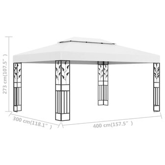 Prieel met dubbel dak 3x4 m wit 8719883771373 6