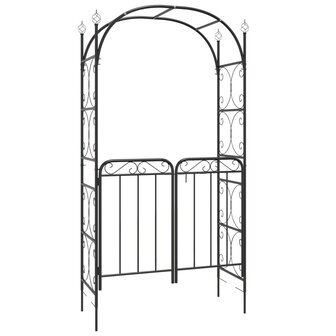 Tuinboog met poort 108x45x235 cm staal zwart 8720845670382 2