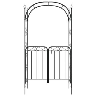 Tuinboog met poort 108x45x235 cm staal zwart 8720845670382 3