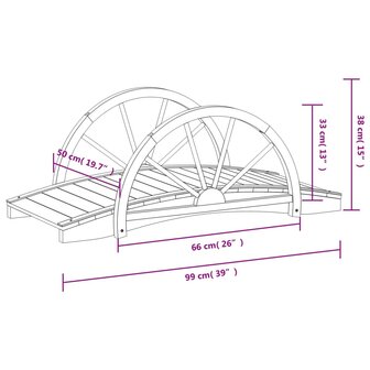 Tuinbrug met half wiel 99x50x38 cm massief vurenhout 8720845754587 6