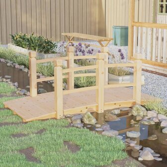 Tuinbrug met leuningen 150x67x56 cm massief vurenhout 8720845754716 1
