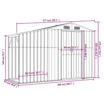 Tuinschuur 277x93x179 cm gegalvaniseerd staal bruin 8720845896782 9