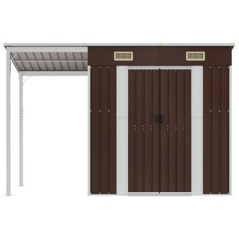 Tuinschuur met verlengd dak 277x110,5x181 cm staal bruin 8720845888862 3