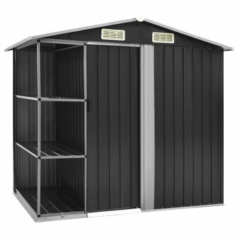 Tuinschuur met rek 205x130x183 cm ijzer antraciet 8719883757483 1