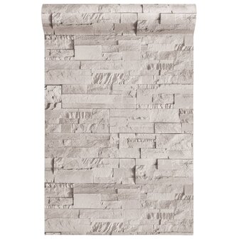 Behang 3D steen-look cr&egrave;mekleurig 8720845942922 5
