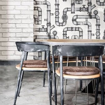 Urban Friends &amp; Coffee Behang bakstenen grijs en wit 8022560056862 4
