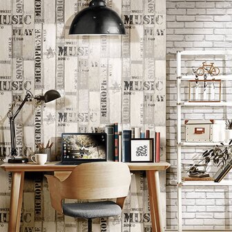 Urban Friends &amp; Coffee Behang bakstenen grijs en wit 8022560056862 5