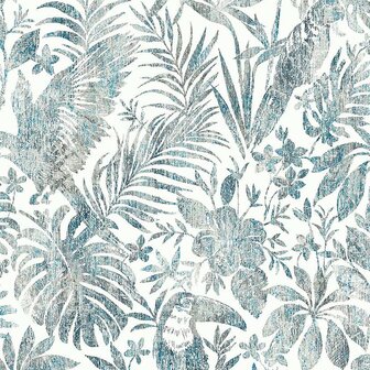 DUTCH WALLCOVERINGS Behang bladeren en toekan blauw 3294270685013 1