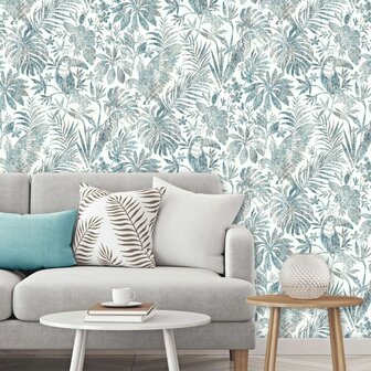 DUTCH WALLCOVERINGS Behang bladeren en toekan blauw 3294270685013 2