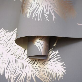 DUTCH WALLCOVERINGS Behang Fawning Feather grijs en ros&eacute;goudkleurig 5022976126299 6