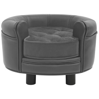 Hondenbank 48x48x32 cm pluche en kunstleer grijs 2