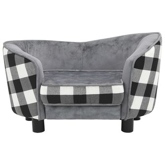 Hondenbank 68x38x38 cm pluche grijs 3